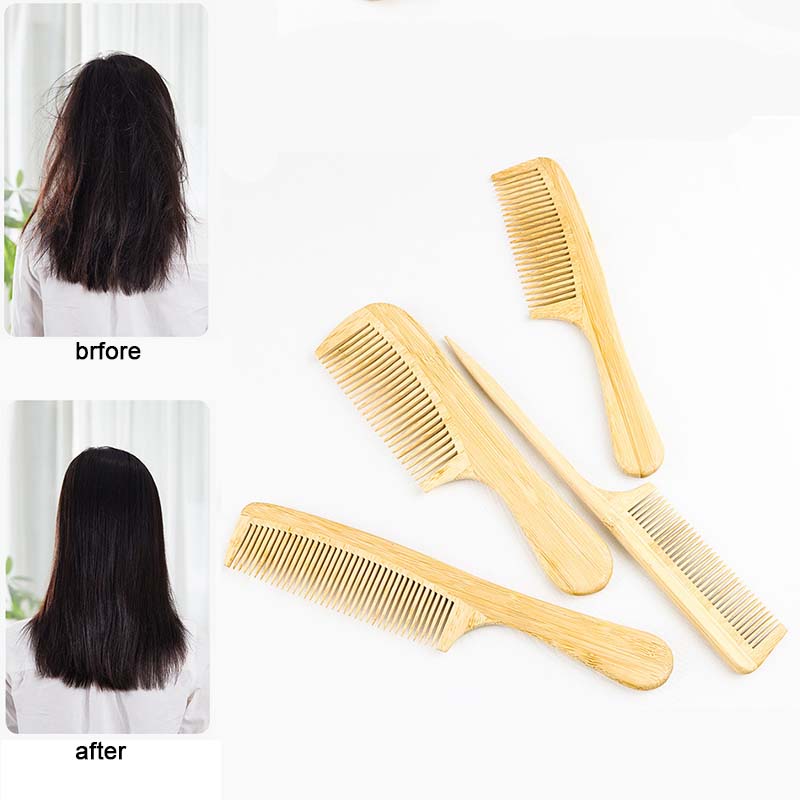Pocket Wooden Comb Natural Nan Bamboo Super Wide Tooth Wood Combs Double Side Engraved Small Hair Combs