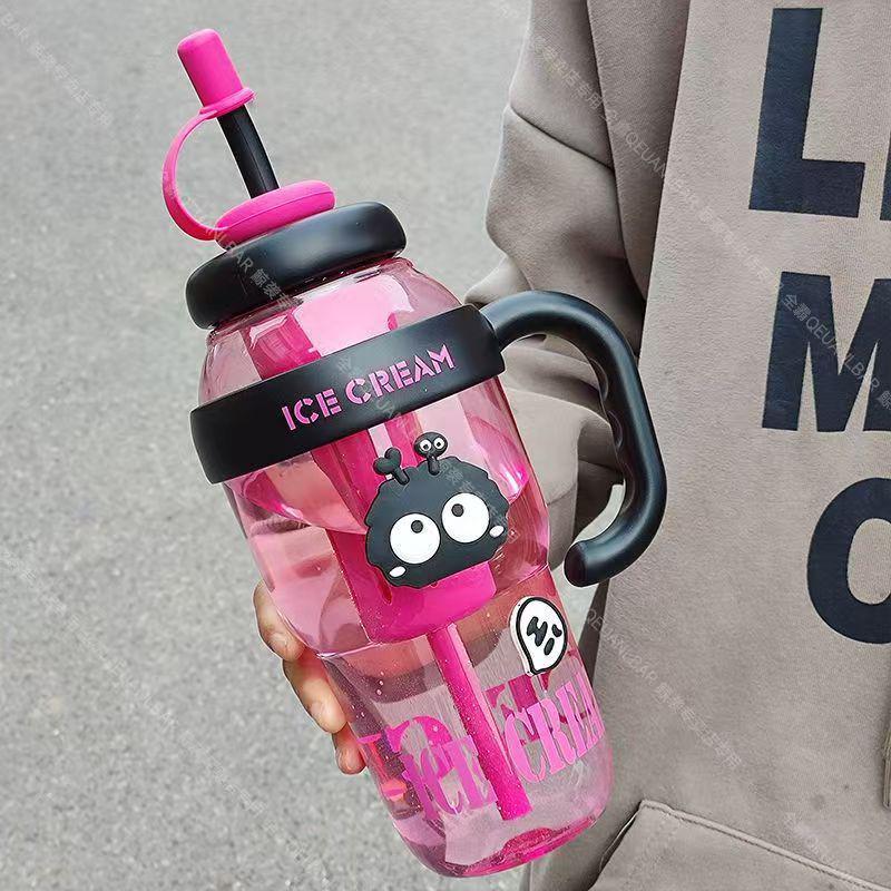 Lucky Belly Jumbo Water Bottle with Tea Infuser, Straw, High-Value Handle, and Convenient Ice Holder