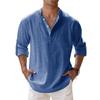Men's Casual Loose Stand,up Collar Sweatshirt, Men's ,color Long,sleeved Cotton And Linen Shirt Top