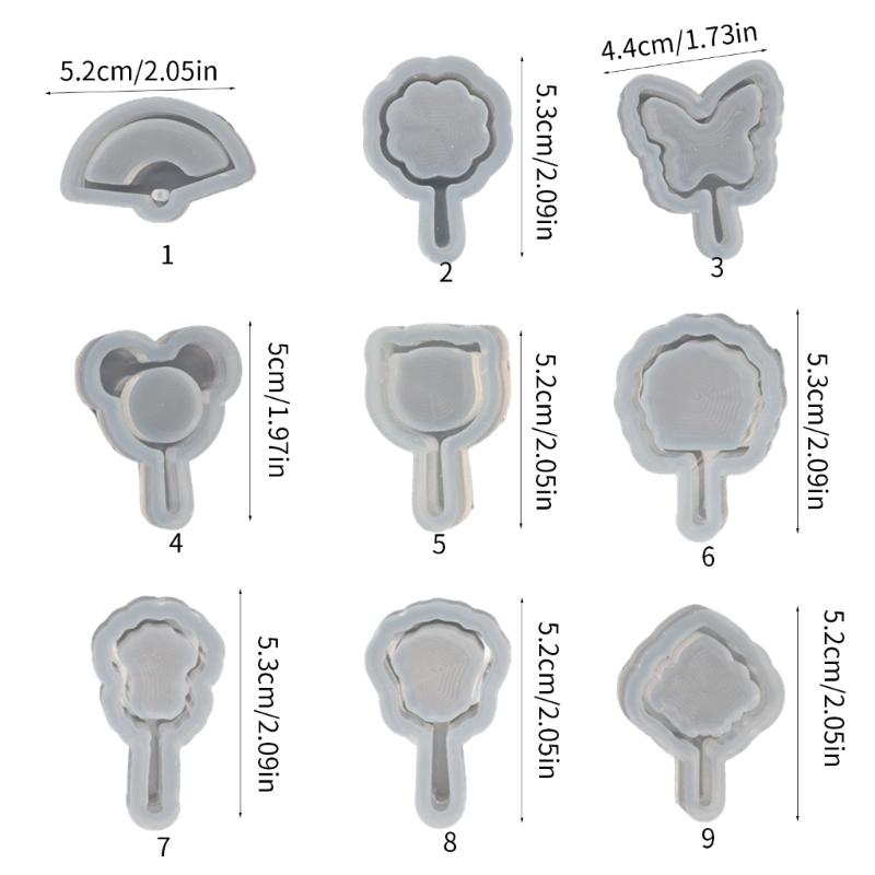 UV Resin Molds Fan Shaped Keychain Mould Vintage Fan Sand Moulds DIY Crafts Mold Silicone Material for DIY Hand-Making