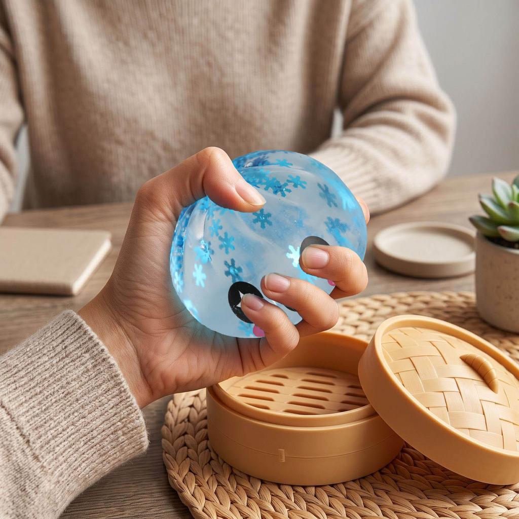 Steamed Bun Stress Toy with Steamer Basket - Slow Rising Toy for Adults Kids