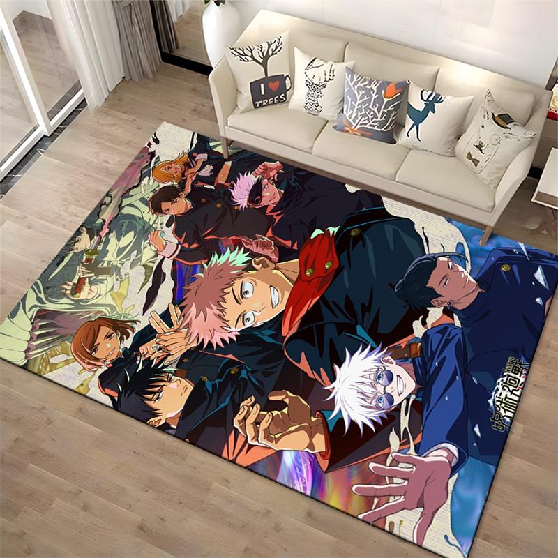 "Tappeto Stile Anime con Stampa di Personaggi Colorati per Arredo Casa" Adatto per l'uso come antiscivolo per soggiorno camera da letto divani"