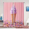 2pcs   2D FLAT PRINTING Curtains (Without Rod) Lilac Swirl Chic Light Filtering Curtains Durable 100% Polyester Fabric Curtains
