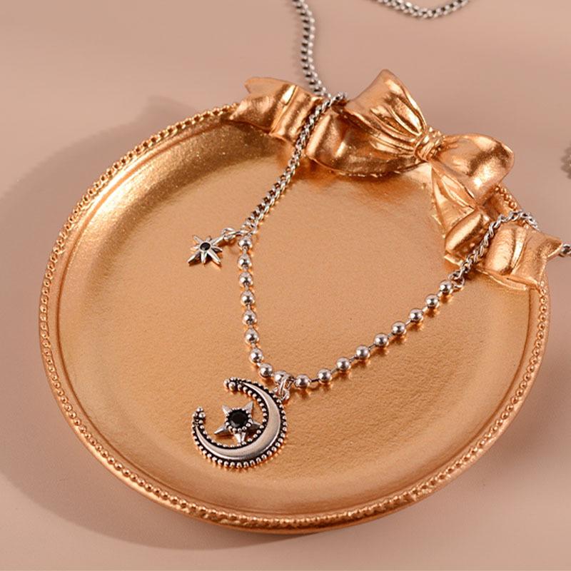 Летний тренд Подвеска Луна Звезда Ожерелье Женское Нишевый Дизайн Чувство Легкая Роскошь Звезда Луна Цепочка для Свитера