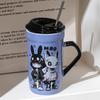 Cool Little Rabbit with Lid Spoon Ceramic Cup Cute High Value Mug Creative Personality Water Cup Girls Gift Cup