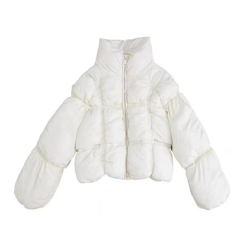 Niche design sense stand-up collar padded jacket for women early spring new retro fashion small cotton clothes