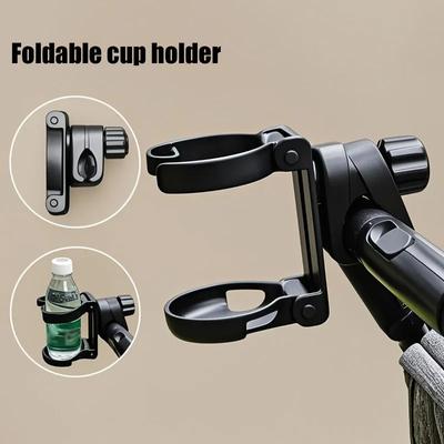 Multifunctional Stroller Cup Holder - Fits Water/Drink Bottles Adjustable Foldable ABS Material 9x11.7cm Practical Holder