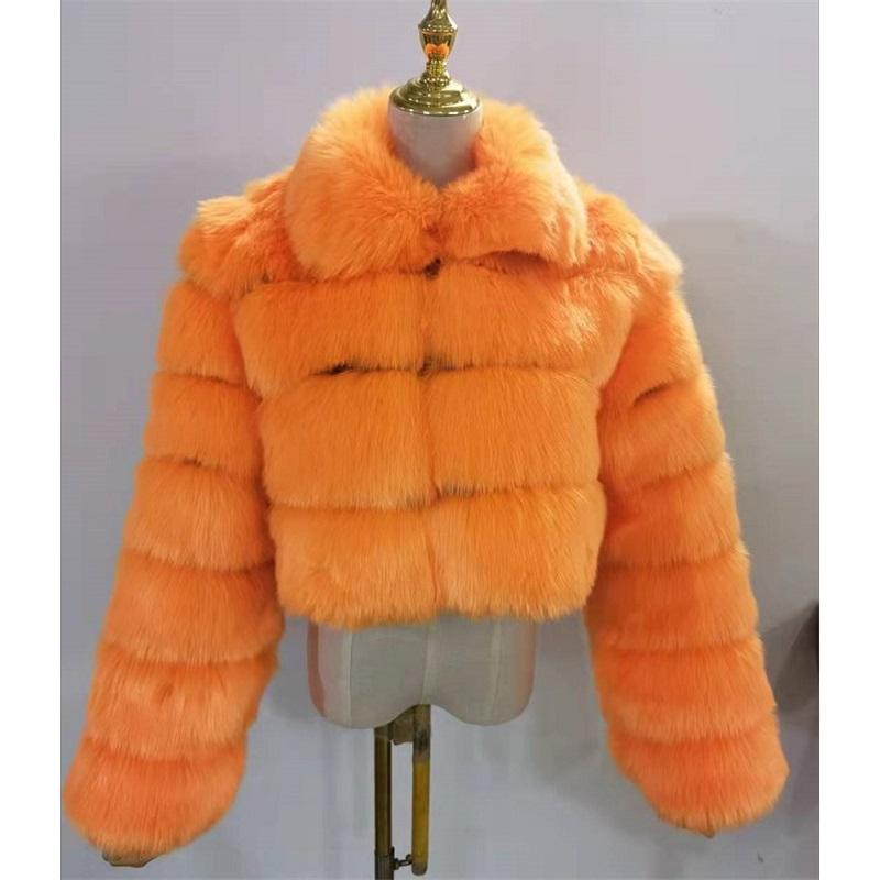 Women`s Faux Fox Fur Cropped Jacket