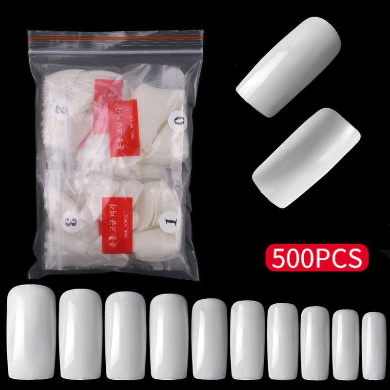 500 pcs/bag French Full Cover False Nail Tips Without Trace Acrylic Artificial Fake Nails Art Manicure Tools