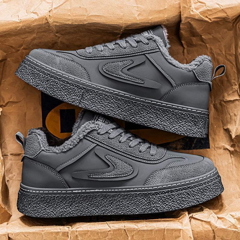 Herrenschuhe Winter 2025 neue Samt verdickte warme Baumwollschuhe Jugend Sport Casual schwarze Board-Schuhe vielseitig