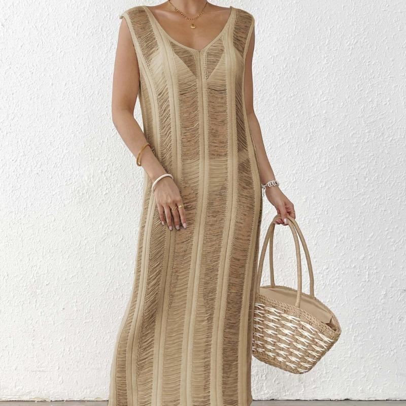 Women's Sexy Cut Out Tank Top Beach Bikini Smock Loose Long Dress