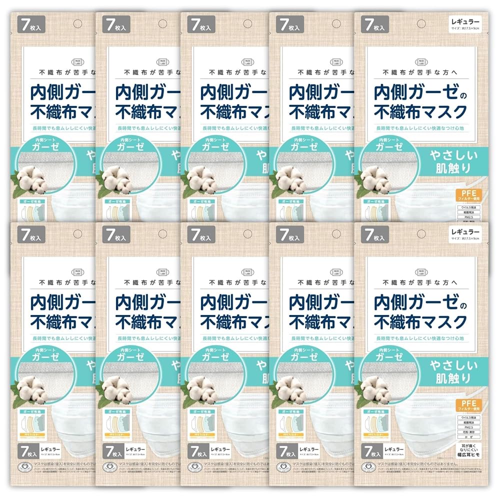 Hakari no Take Nonwoven Fabric Mask with Inner Gauze - For Sensitive Skin - Gentle on Skin,