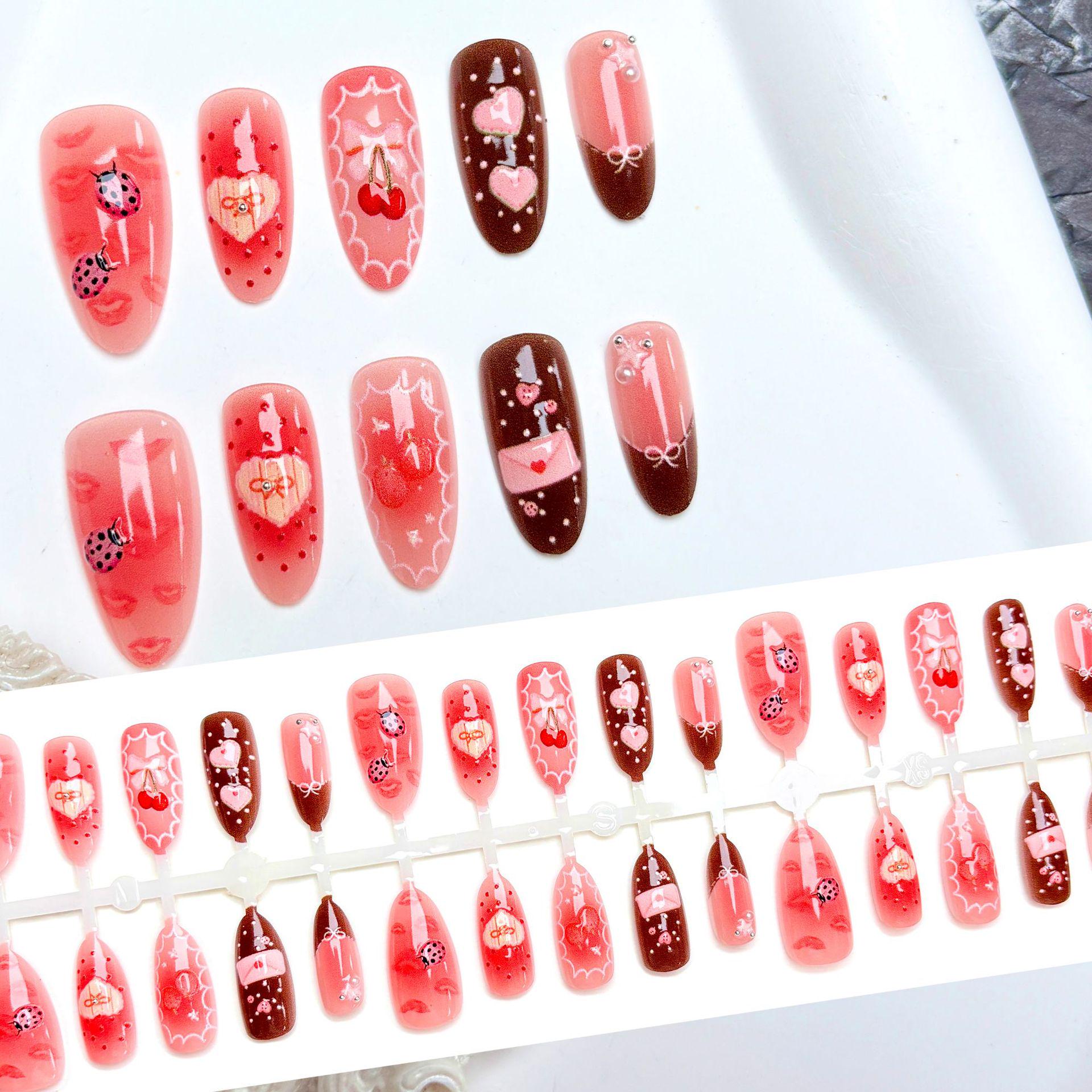 

Niche Dopamine 3D Cherry Bow Press-on Nails - 30 Blush Patches