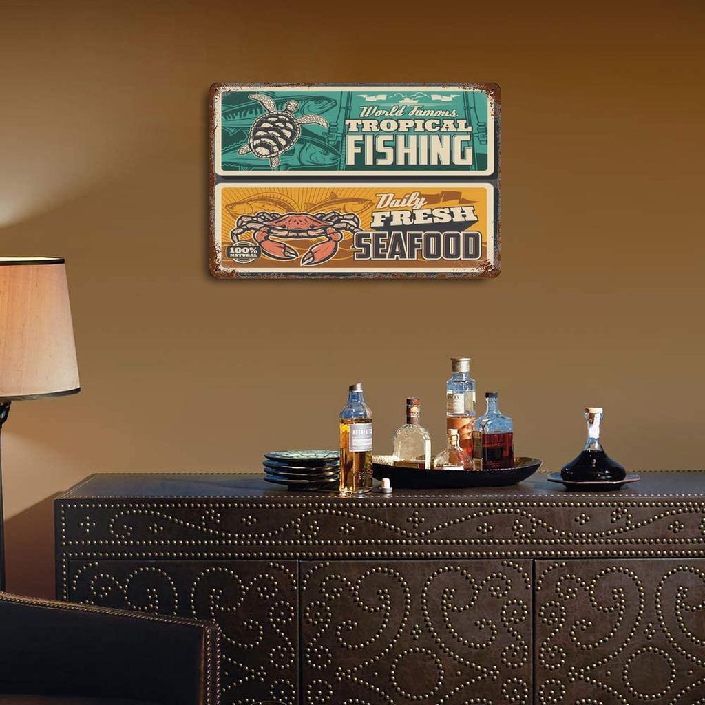 1-Pack Antique Style Metal Plaque, 20×30cm and 30×40cm, Shabby Rust Decor for Office, Kitchen, Living Room or Garage