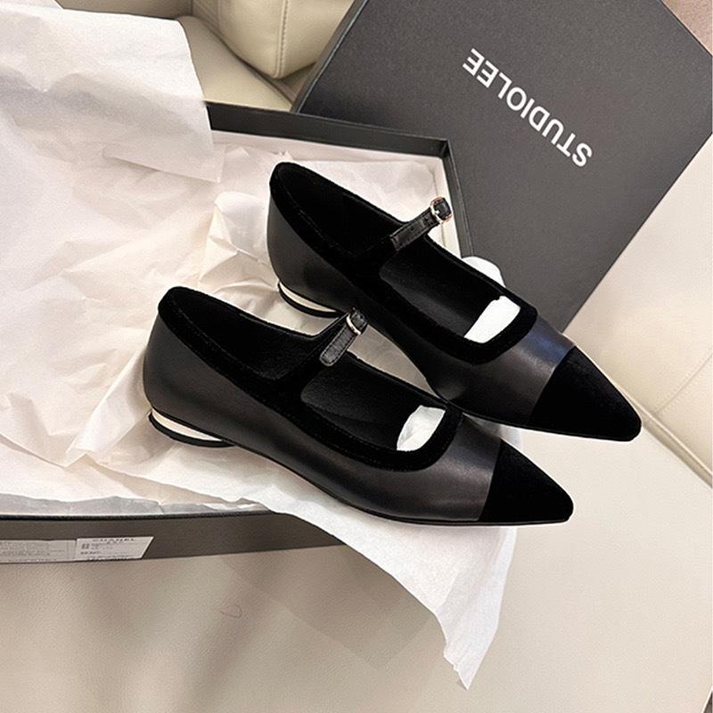 

Туфли-лодочки из овчины с острым носком, легкие, с цветовой гаммой, плоские туфли Мэри Джейн, темпераментные одинарные туфли, женские универсальные туфли 40