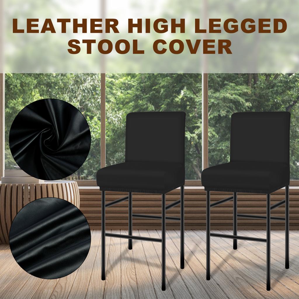 4Pcs Waterproof Bar Stool Chair Cover PU Washable Bar Chair Covers Chair Slipcover Elastic Seat Cover for Hotel Banquet Dining