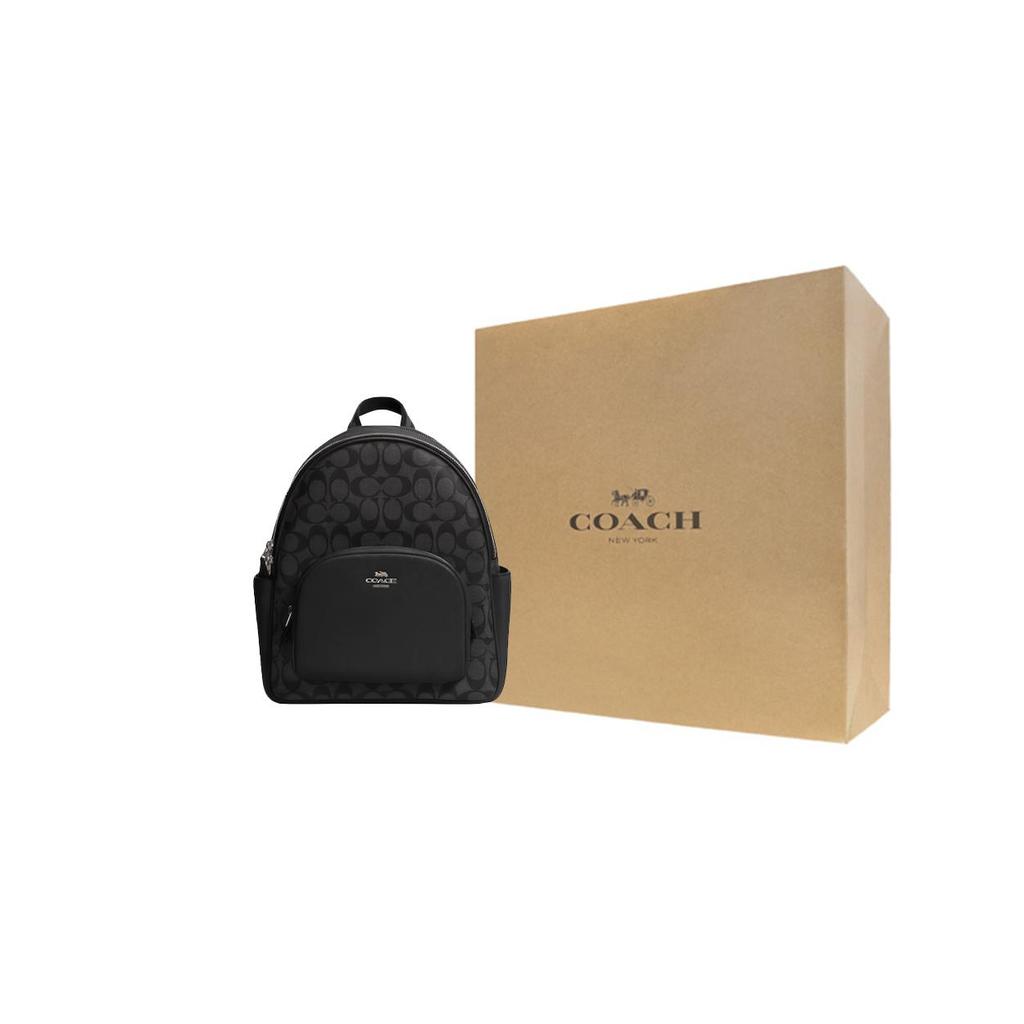COACH Canvas With Leather Backpack Medium Unisex Black 5671-SVTSQ