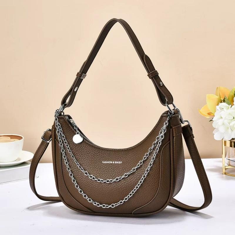 

Women s Crescent Shoulder Bag - Multi Layer Chain Detail Fashion Crossbody Bag Suitable for Daily and Party Women s Gift 25 × 8 × 18 cm коричневий