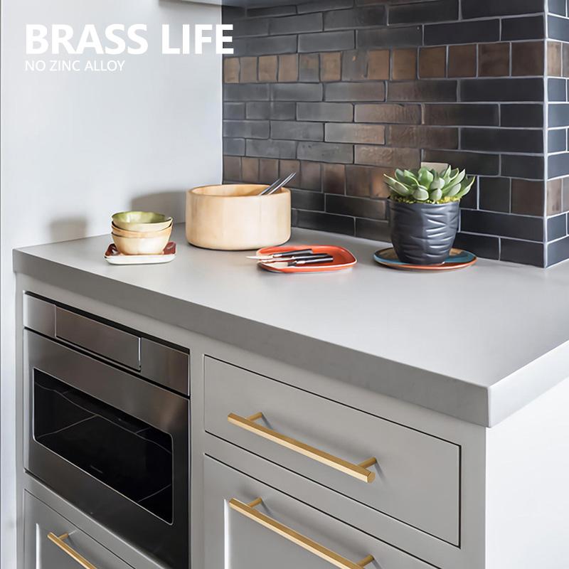 BRASS LIFE Rändelung Möbelgriffe Lang Rund Modern Griffe Schrank Kleiderschrank Kommode Schuhkarton Schublade Schrank Weinkeller Knauf