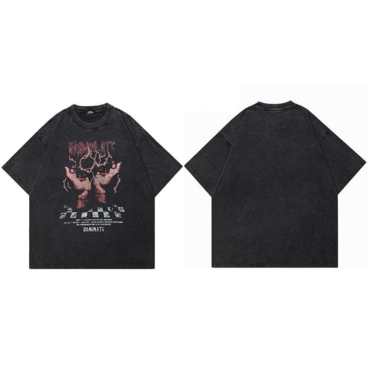 Hip Hop Streetwear Retro Washed Black TShirt Manipulator Vintage Graphic Shirt Cotton Unisex Tshirt Men Tops Tees Hipster S