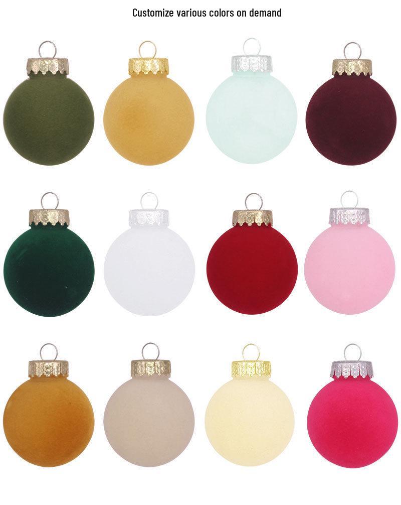 Christmas Flocked Plush Ball Ornament Set, Holiday Tree Decorations