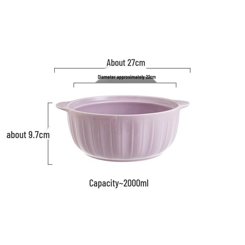 Ceramic Double-Handled Large Soup Bowl with Lid - High-End Design, Ideal for Home Use, Sauerkraut Fish, and Commercial Soups.