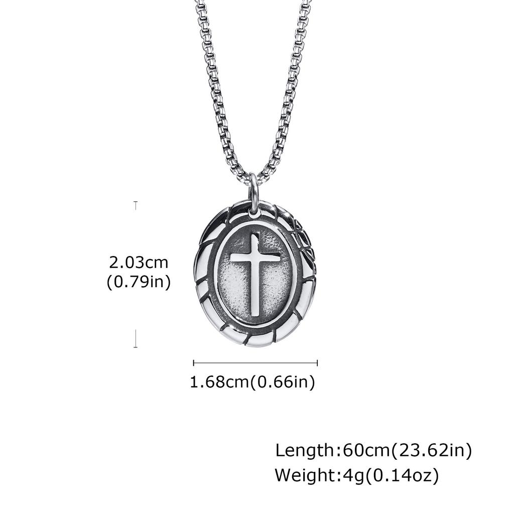 Stylish Men's Cross Necklace,Stainless Steel Silver Color Cross Pendant Necklace,Christian Religious Faith Easter Jewelry Gift