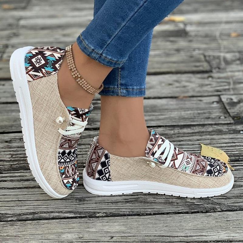 Comemore Large Size Ethnic Style Flat Bottom Casual Women's Shoes Spring New Breathable Soft Bottom Lazy Shoe Sneaker Sport