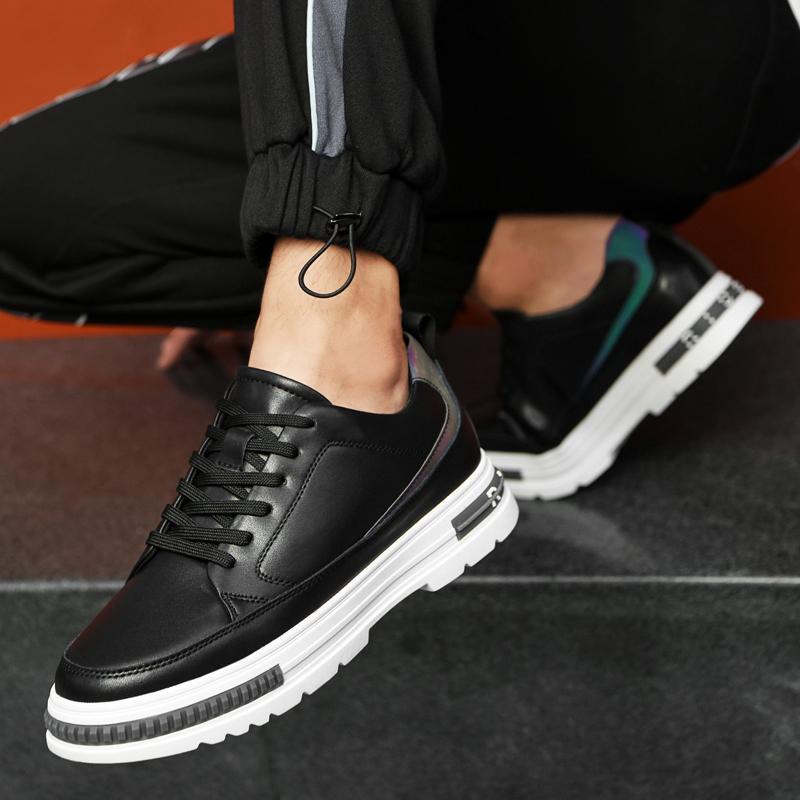 High Quality Lift Sneakers Man Cow Leather Elevator Sports Height Increase Shoes for Men Insoles 6CM Tall Leisure Shoes