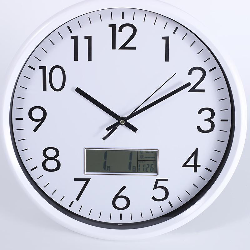 10, 12, 14-Inch Round LCD Calendar Clock - Modern Minimalist Design for Bedroom & Living Room