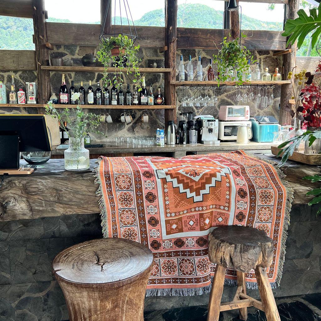 Bohemian Knit Blanket: Ideal for Sofa, Camping, Outdoor, Picnic, and Napping.