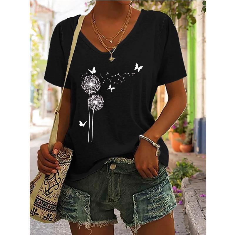 JPNTKY Women's Fashion Casual V-Neck Short Sleeve  Blouses & Shirts