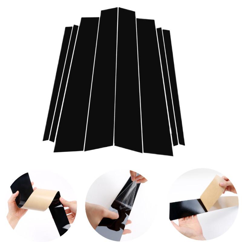 8 Stück glänzend schwarze Autotür-/Fenstersäule BC-Säulenpfosten, dekorative Aufkleber, passend für Skoda Kodiaq 2017–2024