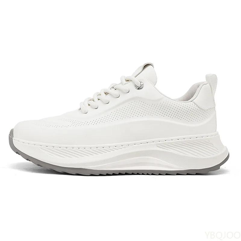 Fashion Men's Summer leather sneakers Trendy versatile dad shoe Casual non slip running shoes Fashion height increasing Male shoes Homme