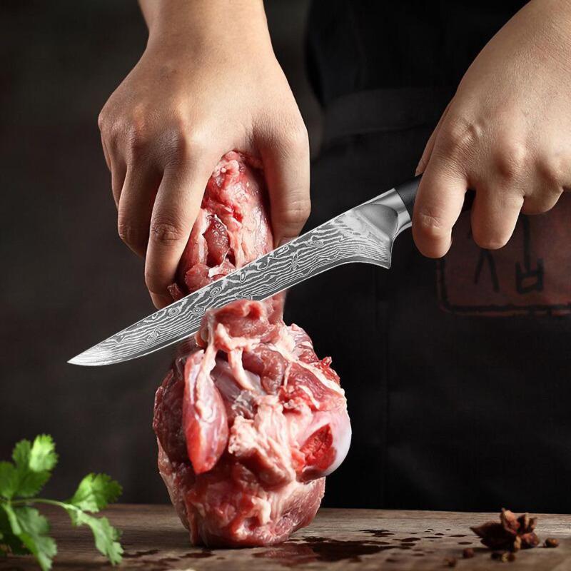 67 Layers Damascus Steel 6 Inch Boning Knife Kitchen Bone Knives Slicing Fruit Meat Cleaver Knife