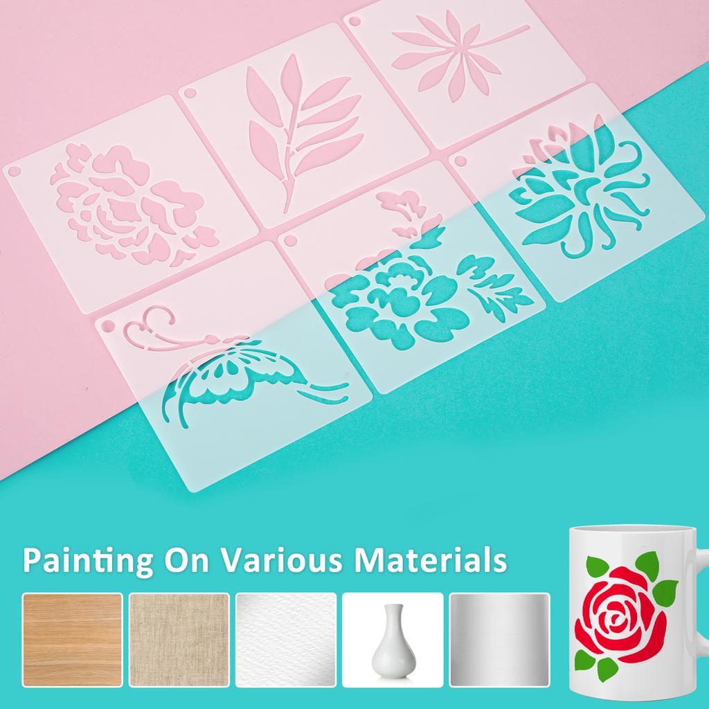 60Pcs Bird Floral Painting Stencil DIY Art Templates for Furniture Walls Floors Glass Windows Indoor Outdoor Decor Craft Supplie