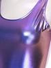Women Sleeveless Shiny Metallic Bodysuit for Dance Yoga Gymnastics Stage Performance Rave Costume