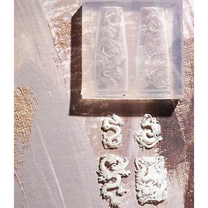Nail Art Silicone Mold Beautiful 3D Nails Molds Dragon Year Nail Stencils Sculpture Mould Decorations for Manicurists