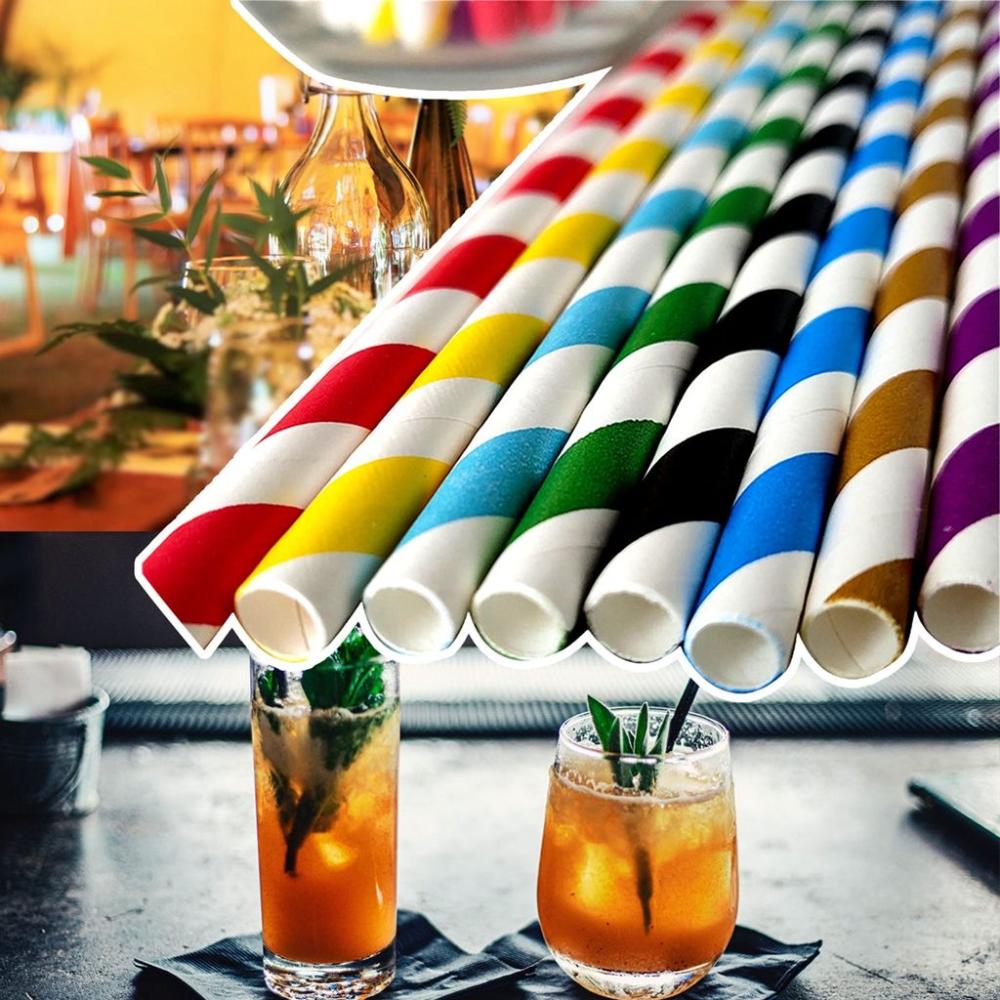 Colorful Natural Paper Drinking Straws Drinking Accessories Disposable Straws Party Supplies