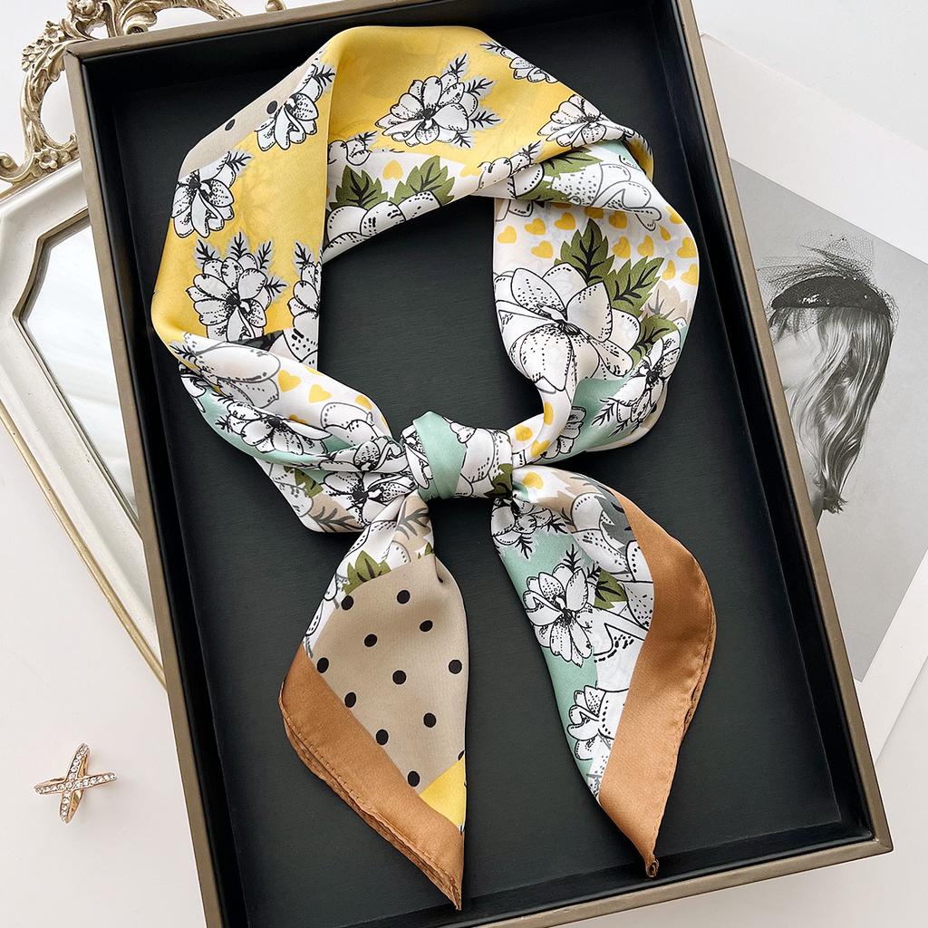 Luxury Print Square Silk Scarfs For Women Decorate Neck Ties Fashion 70*70Cm Kerchief Lady Summer Beach Hijab Female Neckerchief