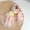 Literary Thin Striped Linen-Cotton Scarf For Women Beach Breathable Sunshade Scarf With Tassel