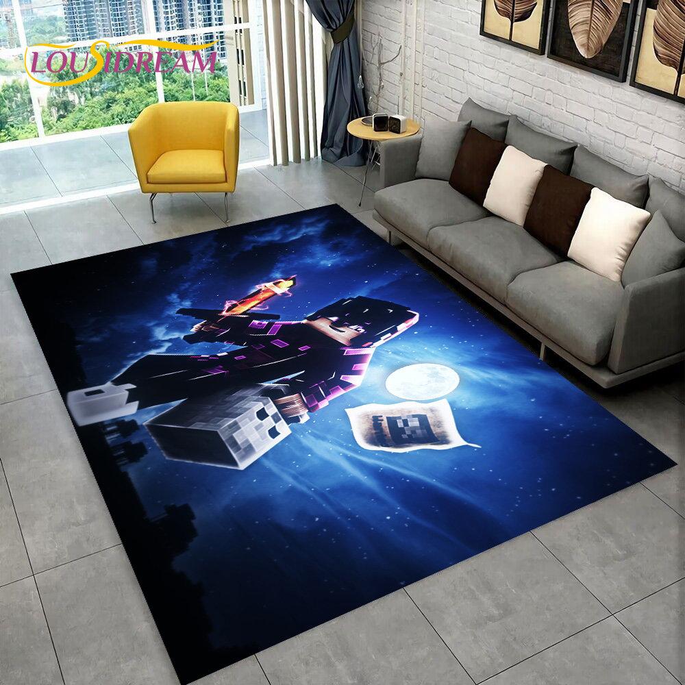 3D MC Sandbox Games Gamer Cartoon Area Rug,Carpet Rug for Living Room Bedroom Sofa Doormat Decoration,kids Non-slip Floor Mat
