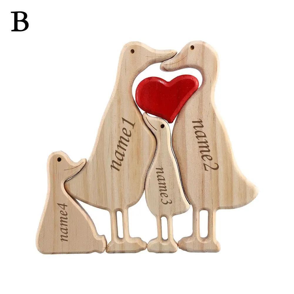 Personalized Duck Family Theme Wooden Art Puzzle 2024 Free Engraving Wooden Desktop Decorations Customized Gifts for Mom Da M5A5