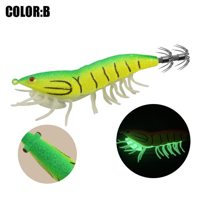 Verstärkter Black King Kong Schirmhaken Leuchtender Tintenfischköder, Simulation Holzgarnele, Langsam sinkend, 8g, 12g, 19.5g für Meeresangeln.