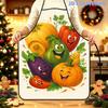1pc Cartoon Smiling Fruit And Vegetable 2D Printed Apron with Adjustable Waistband, Polyester Material Size 51.99cm X 73.0cm, Ideal for Kitchen Baking