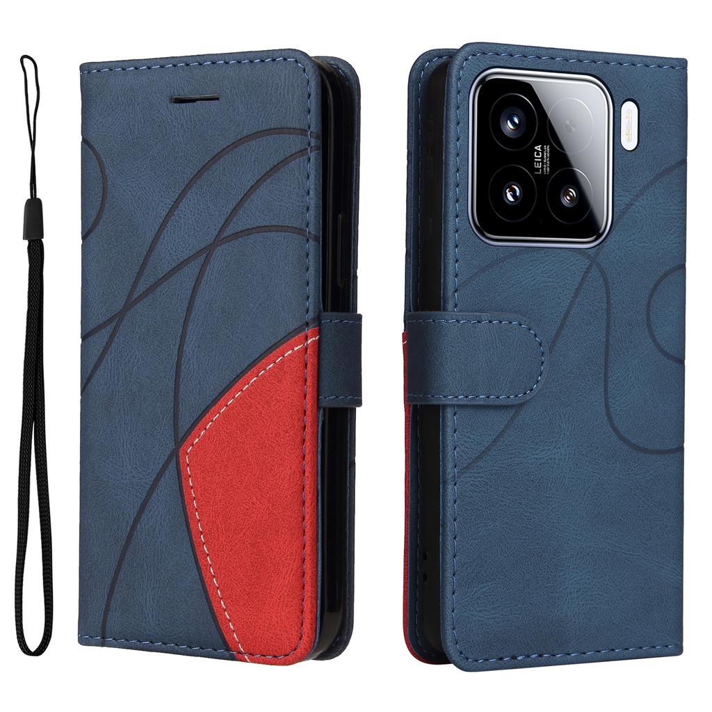 Für Xiaomi 15 Leder Handyhülle Ständer Brieftasche mit zweifarbigem Spleißdesign