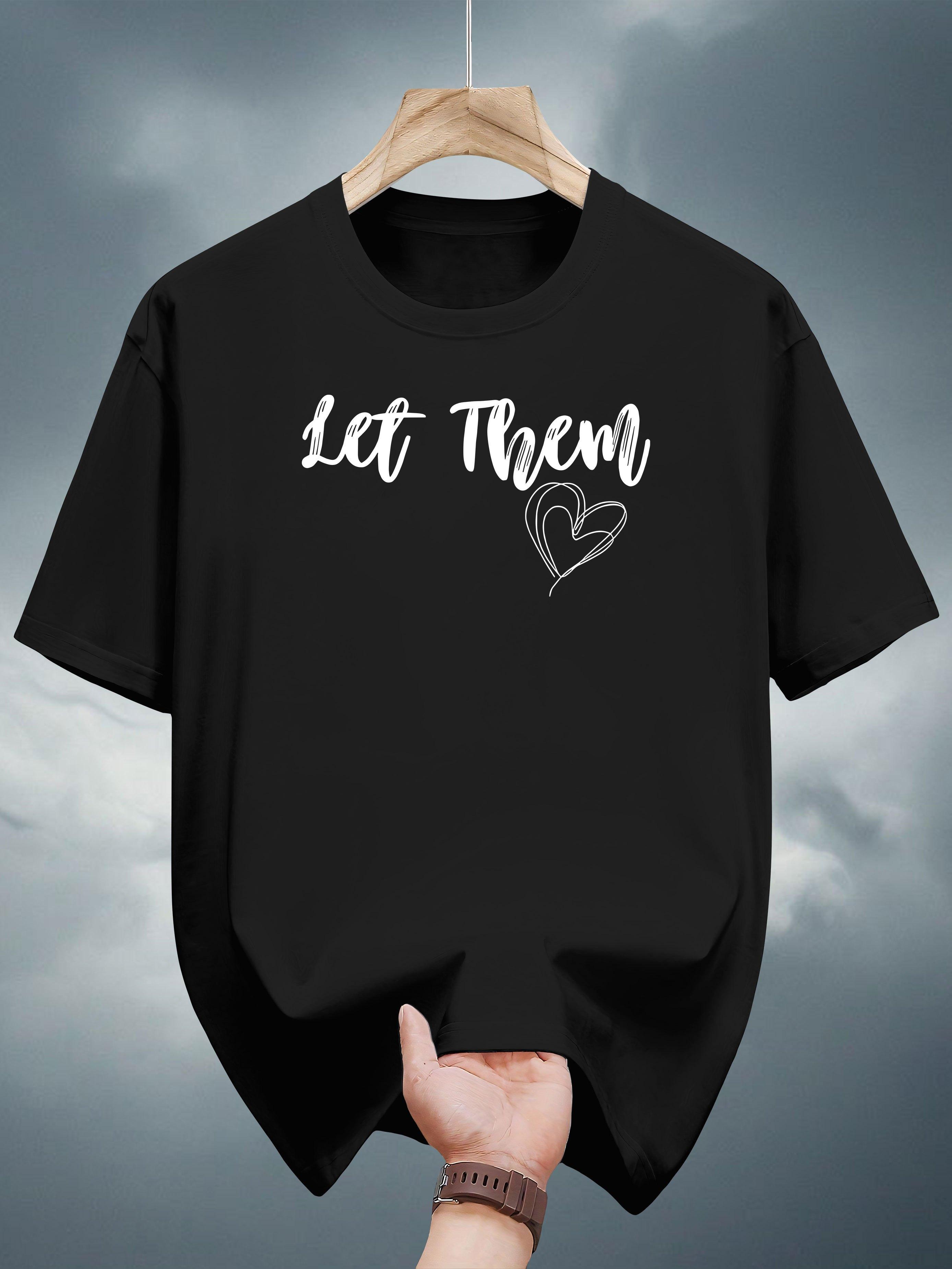 T-shirt with Let them Heart Print - White Casual Summer Tee S