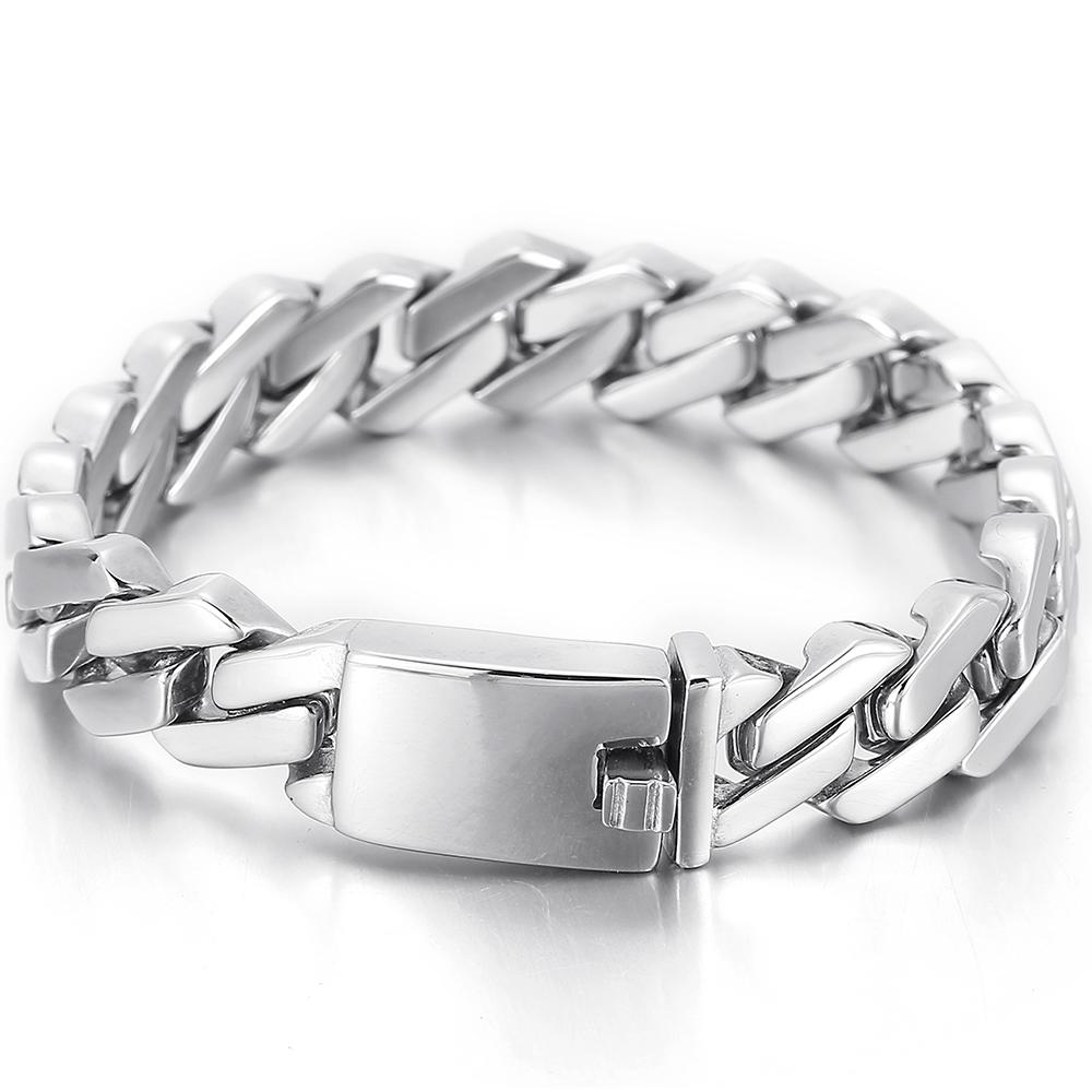 

Классический мужской браслет-цепочка кубинского плетения 13 мм, зеркально полированный, из цельной нержавеющей стали, ювелирный аксессуар для мужчин 21CM серебряный