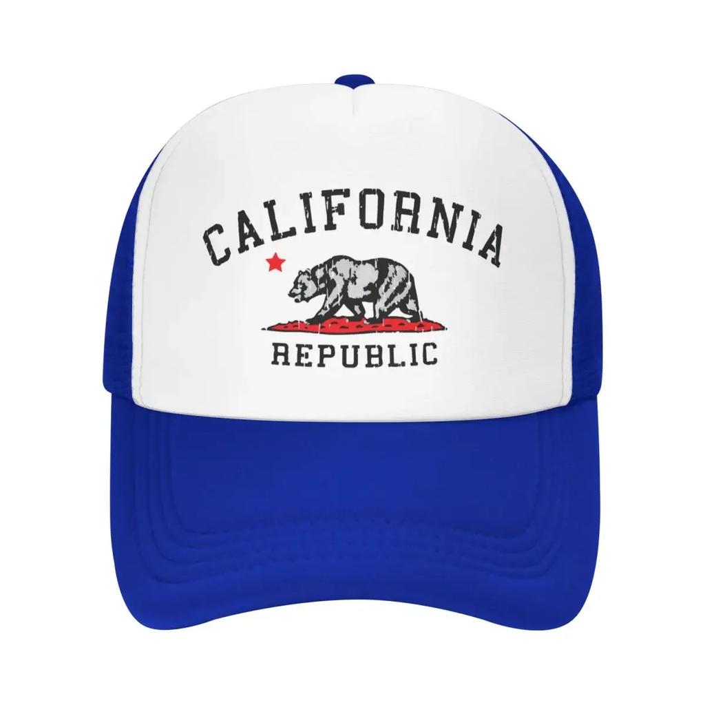 Custom Punk Unisex California Republic Flag Trucker Hat Adult Adjustable Baseball Cap Unisex Women Sun Protection Trucker Cap