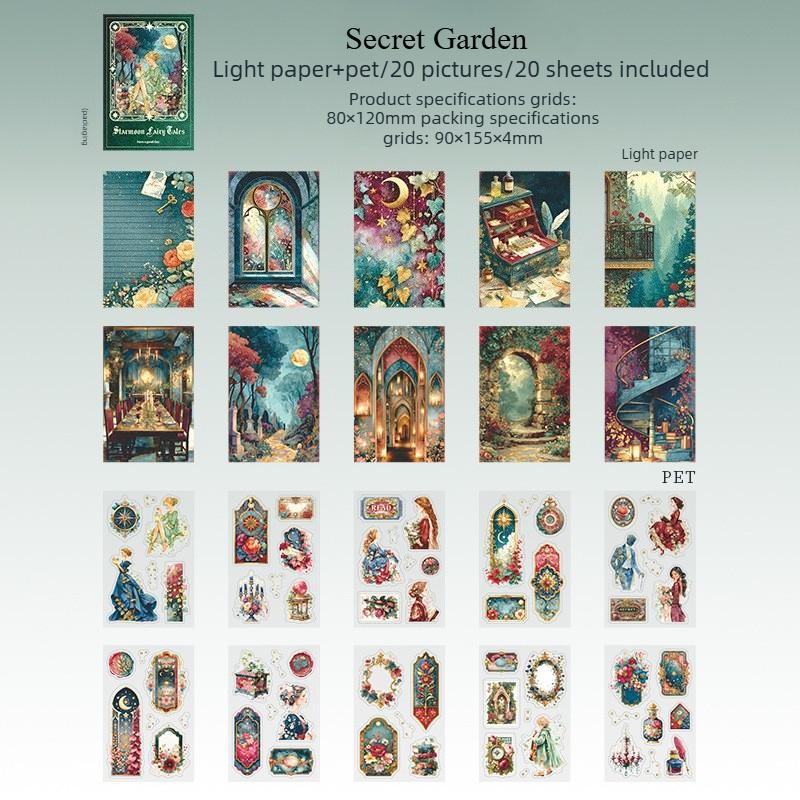 20 Pieces Per Pack of Star Moon Fairy Tale Collection Series Goddess Fairy Tale Theme Scenery Dual Material Sticker Book